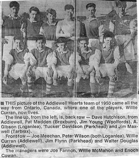 Photo:Addiewell Hearts football team of 1950.