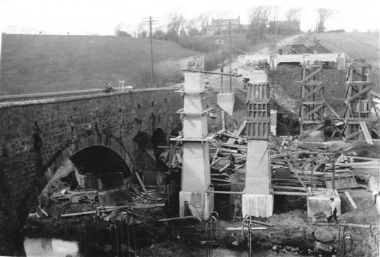 Photo:The new bridge, being built alongside the old.  Looking north towards Cuthill Farm.
