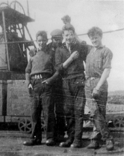 Photo:Four young miners at Loganlea Colliery, 1950s?