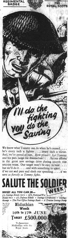 Photo:Advert for the Salute the Soldier savings campaign.